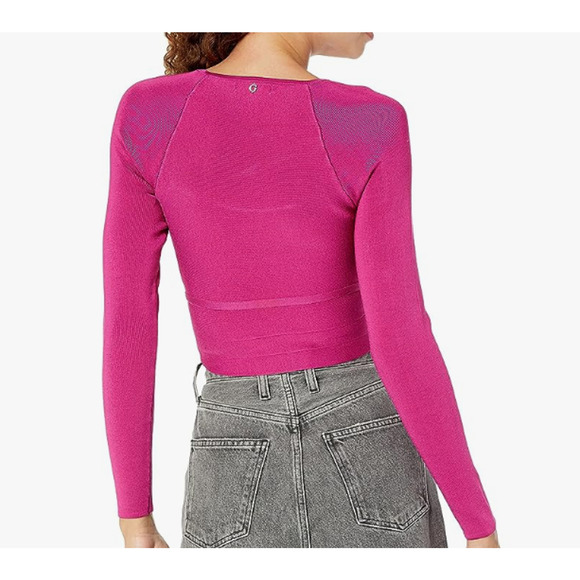 GUESS Zaylee Mirage Top Pink Bandage Crop Top Stretch Size S - Picture 2 of 6